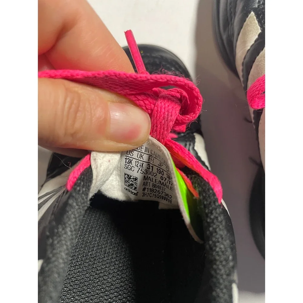 Adidas Goletto VI TF Soccer Cleats Kids Size 13K Black Pink Turf Sport Sneakers